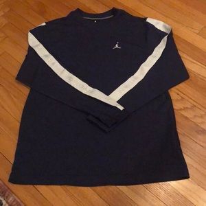 Jordan Pique Long Sleeve Dri Fit - Navy/White